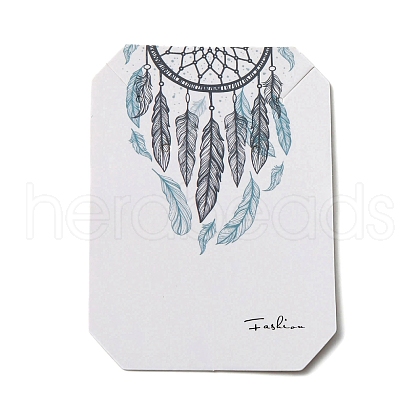 100Pcs Woven Web/Net with Feather Print Paper Jewelry Display Cards AJEW-Z021-01D-1