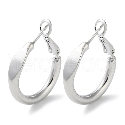 999 Fine Silver Ring Hoop Earrings EJEW-P296-22P-1