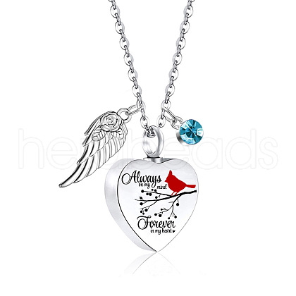 Heart with Wing Urn Ashes Pendant Necklace PW-WG4984E-12-1