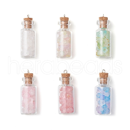 6Pcs Glass Bottles Pendants PALLOY-JF03694-1