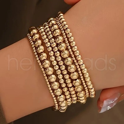 7Pcs CCB Round Beaded Stretch Bracelets WGF8C34-01-1