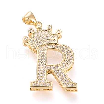 Brass Micro Pave Cubic Zirconia Pendants KK-R138-002R-1