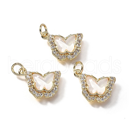 Brass Micro Pave Cubic Zirconia Pendants KK-Q043-03G-01-1