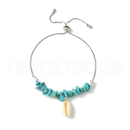 Natural Shell Charms Slider Bracelet BJEW-TA00365-02-1