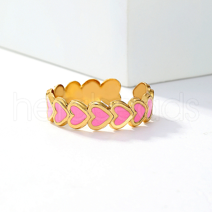 Stainless Steel Enamel Cute Sweet Delicate Heart Cuff Ring for Daily Romantic Gift MP6102-1