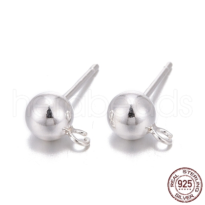 Round 925 Sterling Silver Ear Stud Findings STER-M108-02-1