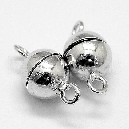 Anti-Tarnish Rhodium Plated 925 Sterling Silver Magnetic Clasps STER-A102-011P-6mm-1