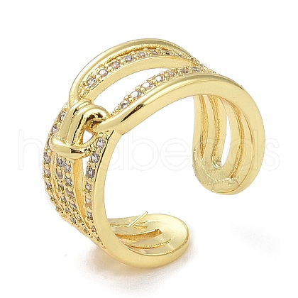 Brass with Cubic Zirconia ring RJEW-K264-02G-1