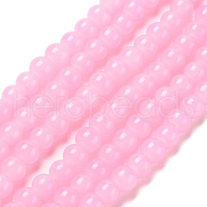 Baking Painted Imitation Jade Glass Round Bead Strands DGLA-XCP0001-25-1