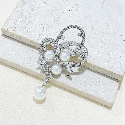 Floral Alloy Rhinestone Brooches PW-WG95634-02-1