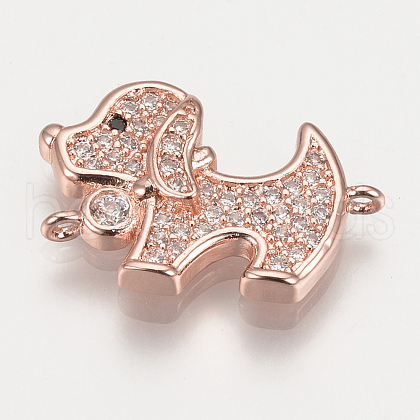 Brass Micro Pave Cubic Zirconia Puppy Links connectors X-ZIRC-Q001-161RG-1