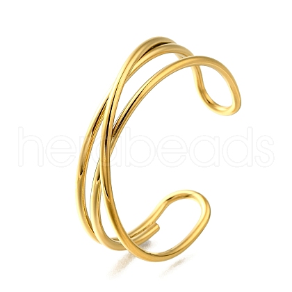 304 Stainless Steel Cuff Bangles for Women BJEW-M103-01A-G-1