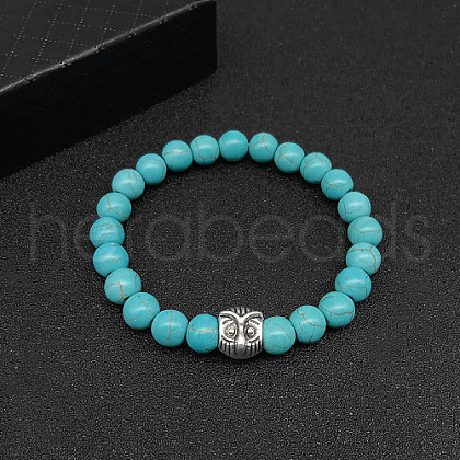 Synthetic Turquoise Stretch Bracelets for Women Men IS4293-6-1