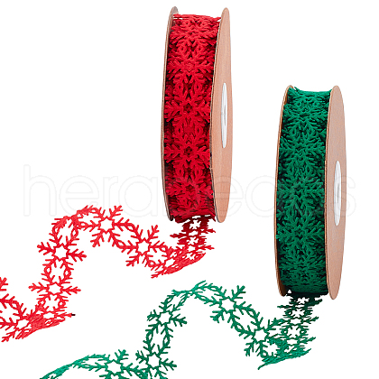   2 Rolls 2 Colors Christmas Snowflake Felt Lace Trim OCOR-PH0003-94-1