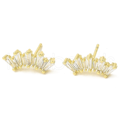 Crown Brass Micro Pave Cubic Zirconia Stud Earrings EJEW-L270-21G-1