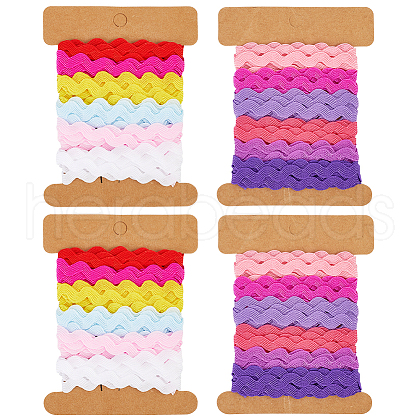 Gorgecraft 4 Cards 2 Styles  Polyester Wavy Fringe Trim Ribbon DIY-GF0009-48F-1