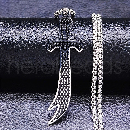 304 Stainless Steel Pendant Necklaces NJEW-C066-09P-1