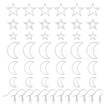 DELORIGIN DIY 304 Stainless Steel Moon & Star Dangle Earrings Making Kit DIY-DR0001-38-1