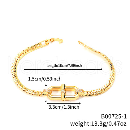 Brass Micro Pave Clear Cubic Zirconia Oval Link Bracelets for Women QD5529-1-1