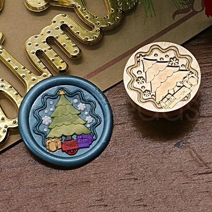 Christmas Series Wax Seal Brass Stamp Head AJEW-M037-01G-07-1