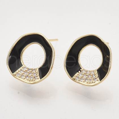 Brass Micro Pave Cubic Zirconia Stud Earring Findings KK-T054-36G-01-NF-1