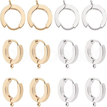 Unicraftale 12Pcs 2 Colors 201 Stainless Steel Huggie Hoop Earrings Findings STAS-UN0028-58-1