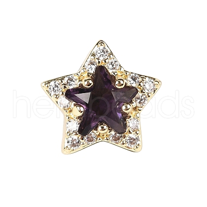 Brass Micro Pave Cubic Zirconia Beads KK-D379-01G-12-1