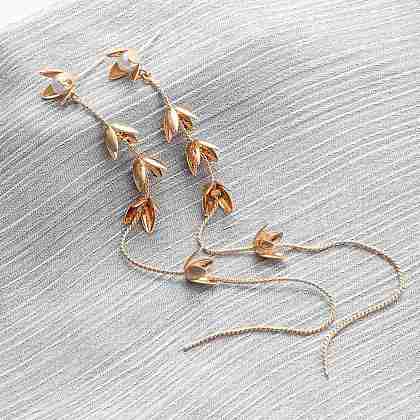 Brass Plastic Imitation Pearl Flower Tasse Stud Earrings EJEW-Z107-01G-1