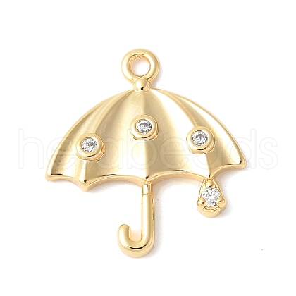 Brass Micro Pave Clear Cubic Zirconia Pendants KK-U064-01G-1