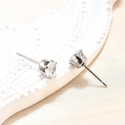 Cubic Zirconia Ear Studs X-STAS-E051-3D-1