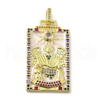 Brass Micro Pave Cubic Zirconia Pendants with Enamel KK-H458-03G-19-1