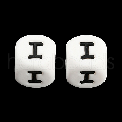 20Pcs White Cube Letter Silicone Beads 12x12x12mm Square Dice Alphabet Beads with 2mm Hole Spacer Loose Letter Beads for Bracelet Necklace Jewelry Making JX432I-1