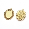 Tibetan Style Oval Alloy Pendant Cabochon Settings X-TIBEP-Q054-44AG-RS-1