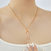 Elegant Brass Pave Clear Cubic Zirconia Iris Flower Key Pendant Necklaces HJ7231-3