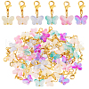 60Pcs 6 Colors Butterfly Glass Pendant Decorations HJEW-PH01944-1