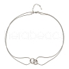 304 Stainless Steel Double Layer Snake Chain 2-Ring Link Necklaces NJEW-R017-01P-4
