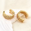 Brass Micro Pave Clear Cubic Zirconia Cuff Earrings EJEW-F370-38C-G-6