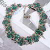 Flower Alloy Rhinestone Chain Necklaces & Stud Dangle Earrings Sets FS-WG8AADA-10-2