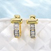 Brass Micro Pave Clear Cubic Zirconia Hoop Earrings EJEW-H158-16B-GP-2