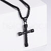 Retro Rock Punk Men's Striped Cross Stainless Steel Pendant Necklaces OM4275-3-1