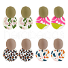 FIBLOOM 4 Pairs 4 Style Polymer Clay Dangle Stud Earrings with 316 Surgical Stainless Steel Pins EJEW-FI0002-44-1
