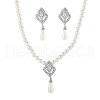 Alloy Rhinestone & Plastic Pearl Pendant Necklaces & Stud Dangle Earrings Sets FS-WGE3E8B-01-5