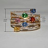 Oval Alloy Micro Pave Colorful Cubic Zirconia Finger Rings FS-WG843A4-04-4