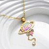 304 Stainless Steel Hot Pearl Enamel Constellation Planet Pendant Necklaces NJEW-D310-01B-G-4