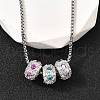 Brass Micro Pave Colorful Cubic Zirconia 3 Rondelles Pendant Box Chain Necklaces NJEW-K287-03P-2