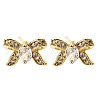 Bowknot Brass Micro Pave Clear Cubic Zirconia Stud Earrings EJEW-G433-05G-4