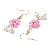 6 Pairs 6 Colors Shell Pearl Beads & Glass Seed Dangle Earrings EJEW-MZ00310-6