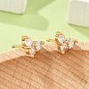 Brass Micro Pave Clear Cubic Zirconia Stud Earrings for Women EJEW-G428-25G-03-2