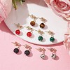 5 Pairs 5 Styles Natural & Synthetic Mixed Gemstone Round Ball Dangle Stud Earrings EJEW-JE05537-S-4