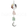 Wire Wrapped Natural Rose Quartz & Green Aventurine Pouch Pendant Deorations HJEW-JM01297-02-3